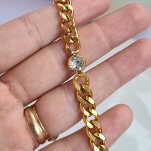 Pulsera Grumet de Acero Dorado Destello Cubic