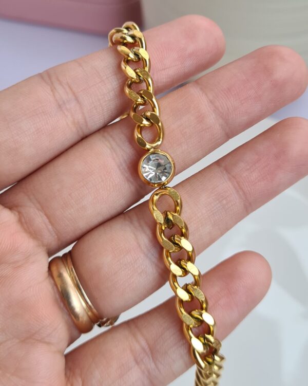 Pulsera Grumet de Acero Dorado Destello Cubic